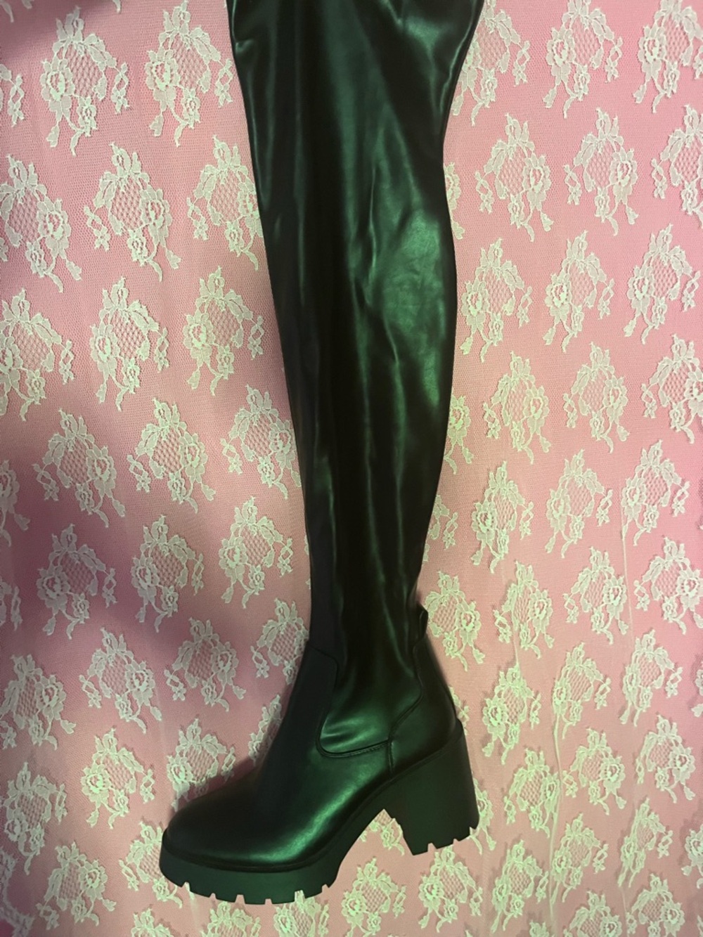 Zara Black Over-the-Knee Chunky Platform Boots